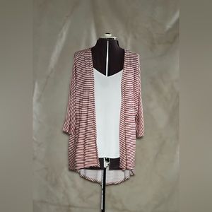 LuLaRoe Pink and White striped swing cardigan